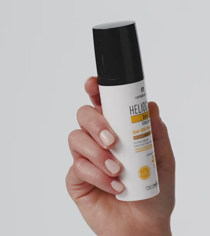 Heliocare 360º Color Gel Oil-Free SPF 50+ (bronze) krems ar toni taukainai adai uz balta fona